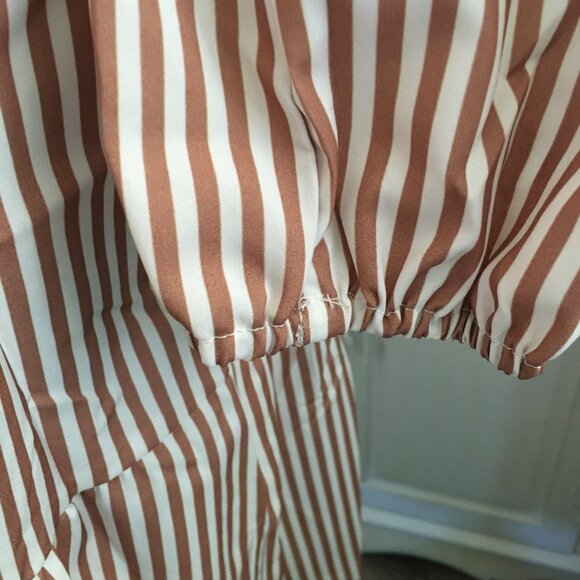 Women's Midi Dress Size XL Light brown & White Stripe Fall Dress NWOT - Picture 7 of 8